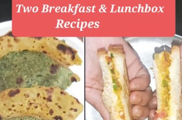 2  types of Healthy Breakfast and Lunch box recipes ,Sandwich and Tricolor Paratha