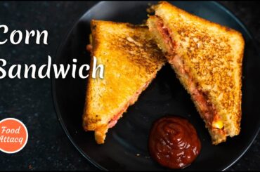 Healthy Sandwich Recipe | Corn Pink Sandwich | Fast Breakfast Ideas | Tiffin recipe | FoodAttacQ