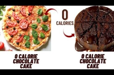 0 calorie pizza and 0 calorie chocolate cake recipe in 1 video!!