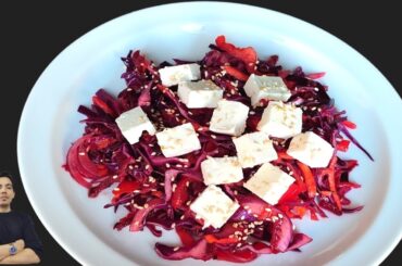 Red Salad Recipe With Feta Cheese  Simple & Super Healthy Salad Ever