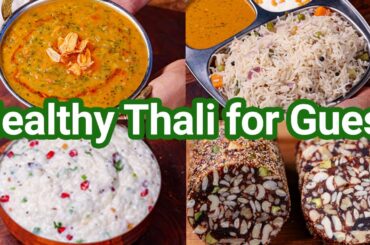 Healthy Thali for Guest in Just 30 Mins - Dal, Jeera Rice, Curd Rice & Dry Fruit  Barfi