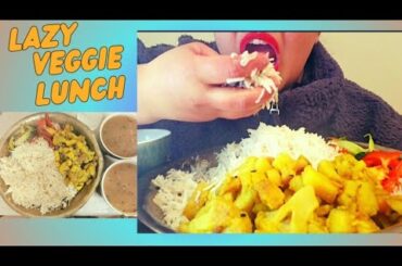 LAZY LUNCH ASMR-EATING DAAL RICE VEGGIES #mukbang #healthy #recipes