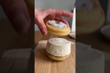 CINNAMON ROLL sourdough cookie ice cream sandwich #dessert #icecream #cookies