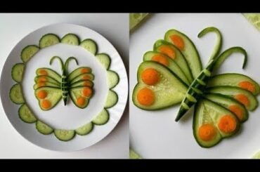 Cucumber butterfly decoration || How to make cucumber butterfly || salad carving and cutting trick
