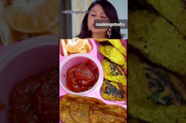 Healthy Lunch Box  Handvo,Puri.         Sauce Orange #shorts #trending @cookingstudio23