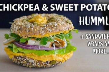 CHICKPEA SWEET POTATO HUMMUS Recipe + Sandwich and Wraps | Easy vegetarian and Vegan Meals