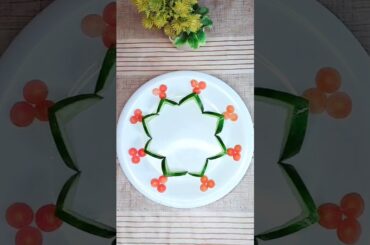Vegetables Cutting Skills l Cucumber carving ideas #art #vegetablecarving #cookwithsidra #shorts