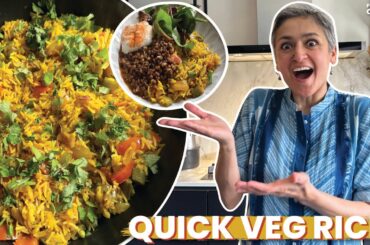 Easy ONE POT fridge raid VEG PULAO ready in minutes | Vegan healthy rice recipe