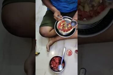 fruit salad prepared by my son # healthy recipes # Youtuber