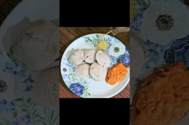 Healthy Breakfast- Ragi idly with chutney & homemade idly podi#shorts#trending#food#breakfast