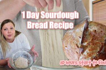 EASY! 1 DAY SOURDOUGH BREAD RECIPE | Bake Sourdough with Me! Sourdough Bread for Beginners!