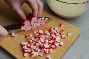 1 cup Oatmeal and crab Sticks. No Flour. Healthy Breakfast Recipe.