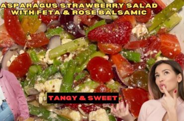 Healthy Asparagus Strawberry Salad With Feta & Rose Balsamic #cooking #recipe