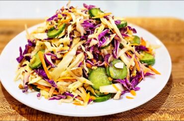 I eat this Cabbage Salad for dinner every day and lose belly fat quickly! | Cucumber Salad recipes.