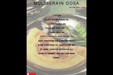 MULTIGRAIN DOSA for kids & toddlers | dosa recipe | easy breakfast | easy healthy recipes | tiffin