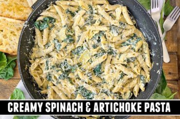Creamy Spinach & Artichoke Pasta | HEALTHY One-Pan 30 Minute Recipe