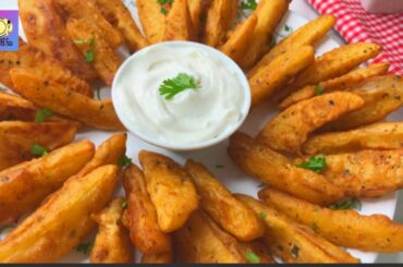 Crispy Potato Wedges Recipe | Garlic Dip | Aloo ke Chips | Potato Snacks | tasty food with faiza