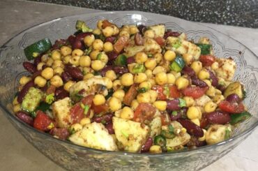 Lobia Chana Chaat Recipe | Healthy High Protein Salad Recipe | Healthy Salad