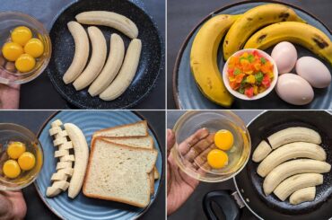 Just Add Eggs With Bananas/ Simple Healthy Breakfast Recipe /4 Simple Recipes Cheap & Tasty Snacks