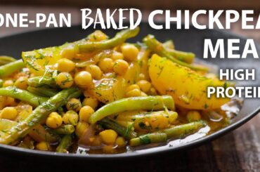 One Pan Baked Chickpea and Vegetable Recipe | Easy Vegetarian and Vegan Meals | Chickpea recipes