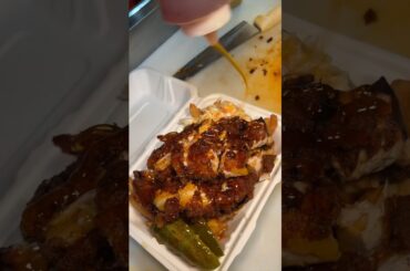 A healthy amount of HOT HONEY on the Chicken Fries at Buns n Shakes in New Brunswick NJ!#DEVOURPOWER