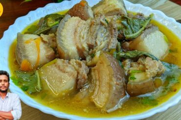 Cooking A Healthy Pork Boil Recipe In Pressure Cooker | Boiled Pork With Mejenga | Pork Recipe