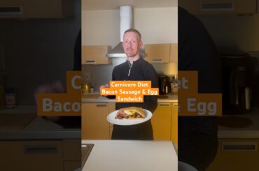 Carnivore Bacon Sausage & Egg Sandwich #carnivore #carnivorediet #breakfast #recipe #cooking #health