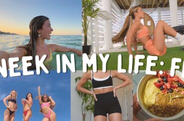 weekly vlog- healthy meals, workout routine, sunrise swims!