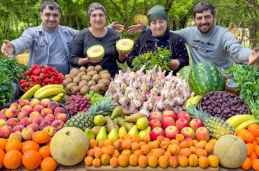 FRUIT SALAD RECIPE In Village |  Healthy Salad With 20 Varieties Of Fruit | Fresh Pickled Garlic