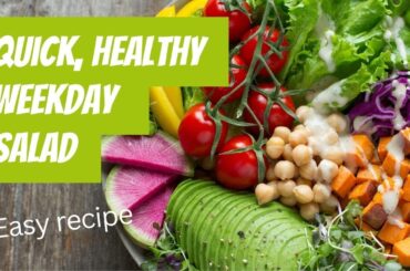 EASY AND HEALTHY SALAD RECIPE | TOMATO, CARROT, LAMB'S LETTUCE, PUMPKIN SEEDS, PEANUTS & CHICKPEAS