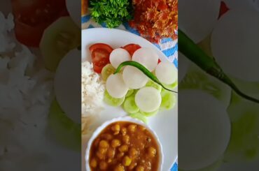Delicious Chole Rice with Buttermilk and Salad_#healthy #lunchidea #salad #chole #food #buttermilk