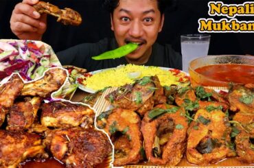 Chicken Thai roast, Fish yogurt jhol, Healthy Salad, Coconut Water, Mukbang