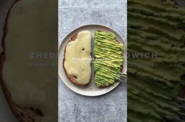 Cheddar Egg Sandwich - toasted sourdough- melted cheddar- mashed avocado- #avocado #sandwich #vegan