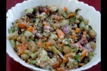 COLOURFUL HEALTHY SALAD RECIPE. #indianfood #healthysnacks #salad #highprotein #fiber #quickrecipe