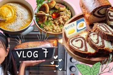 SOFT & FLUFFY SWEET MARBLED BREAD RECIPE | HEALTHY LUNCH IDEA VLOGS DALIA PULAO & PANEER ALOO TIKKI