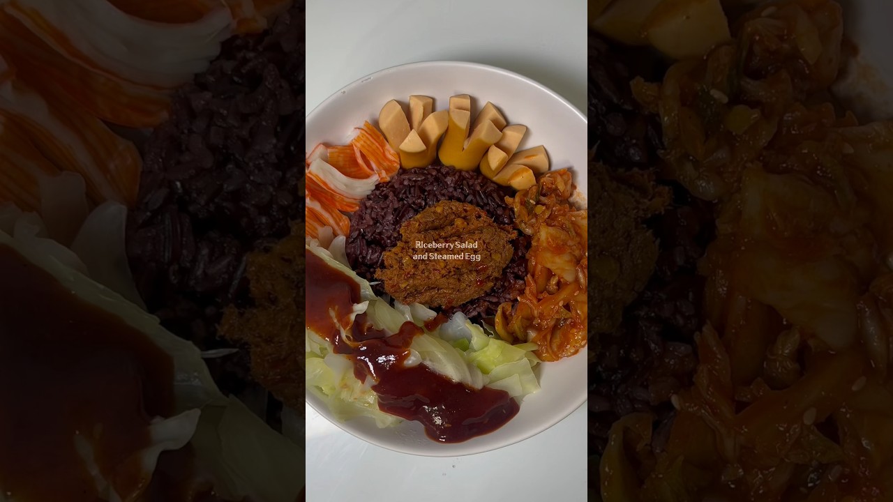 Riceberry Salad and Steamed Egg, Cooking in my dorm room Riceberry Salad and Steamed Egg, Cooking in my dorm room