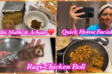 Quick Facial with coffee & banana| Chatpata & Healthy Chicken Roll| Recipe Vlog