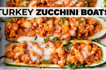 STUFFED ZUCCHINI BOATS | healthy high protein, low carb recipe!