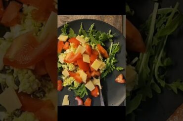 Lunch today, Avacado Egg Salad with Capers over Arugula.  Yum! *Subscribe* #healthy #lunch #Salad