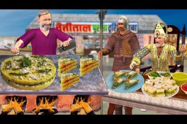 Dhokla Sandwich Recipe Healthy Sandwich Famous Street Food Hindi Kahani Moral Stories Comedy Video