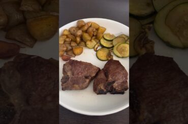 Cooking Lamb Chops for a healthy dinner in the oven with mushrooms and pickled onions