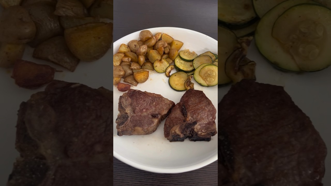 Cooking Lamb Chops for a healthy dinner in the oven with mushrooms and pickled onions Cooking Lamb Chops for a healthy dinner in the oven with mushrooms and pickled onions