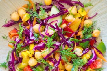 Mediterranean Rainbow Salad with Easy Olive Oil Salad Dressing | Healthy VEGAN Recipe