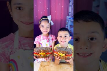 Children make healthy delicious sandwiches with vegetarian pastrami #shorts #food #kids #viralvideo