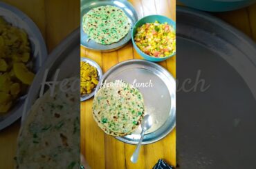 Healthy Lunch #lunch #brinjal #cornsalad #corm #salad #spinach #chapati #squash #gourdrecipe #love