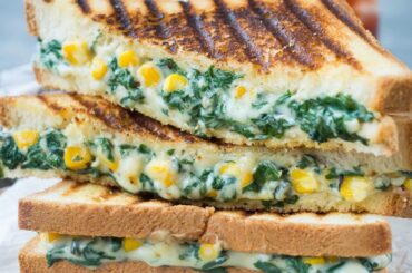 Spinach  corn sandwich/healthy sandwich/quick sandwich recipe/veg sandwich recipe