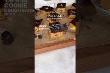 Heathy No Bake Cookie Dough Bars With Chocolate Ganache Topping | Recipe Details in Description