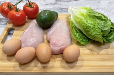 Super tasty and healthy chicken avocado eggs salad. Quick and easy recipe.