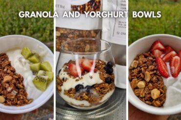 EASY 10 WAYS TO SERVE GRANOLA AND YOURGHURT BOWLS | HEALTHY BREAKFAST RECIPES