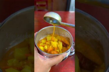 Today’s lunch box recipe: Seven vegetables Sambar with rice & Wheel chips #shortsfeed #lunchideas